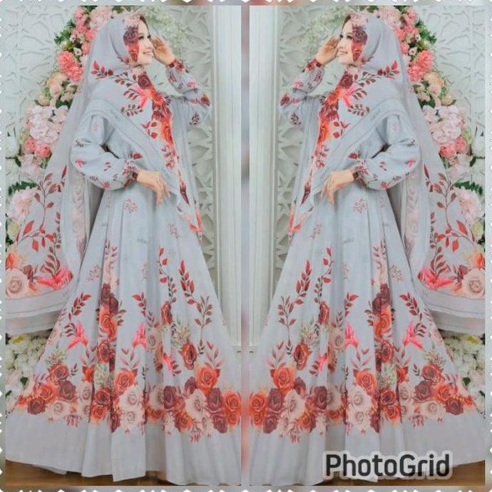 Kenan Gamis Ceruti Printing Syari Printing Set Khimar Ceruti Ceruty Mewah Muslim