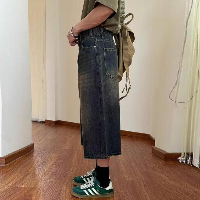 DA43 >> celana jeans panjang 7/8 pria korean style casual vintage baggy pants jens kulot cowok  jumb