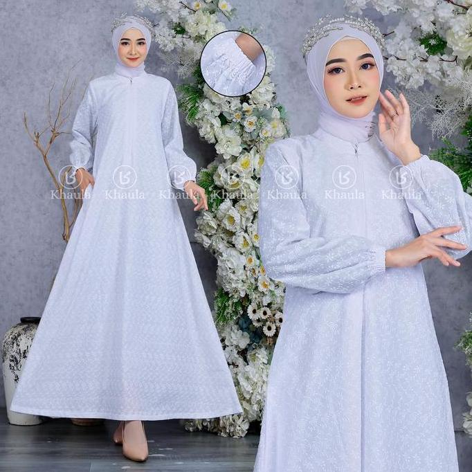 GAMIS PUTIH WANITA KATUN PREMIUM BAJU UMROH WANITA SYAR'I