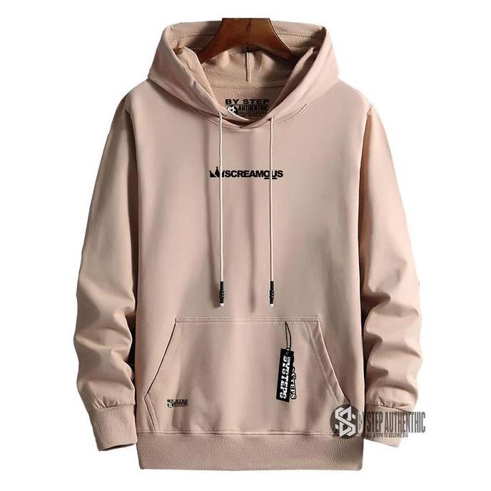 [NEW ARRIVAL] / Sweater Hoodie Pria SCREAMOUS Distro Original Japanes Style Warna Cream Unisex Cowok
