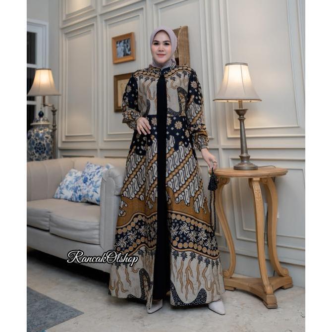 BAJU GAMIS BATIK PESTA KOMBINASI JETBLACK DRES BATIK KONDANGAN GAMIS SERAGAMAN PESTA