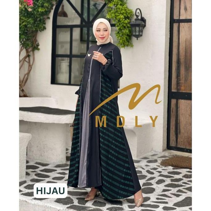 Baju gamis Lebaran wanita muslimah Tisha Dress by Mdly Fit Kombinasi Nyaman Syari