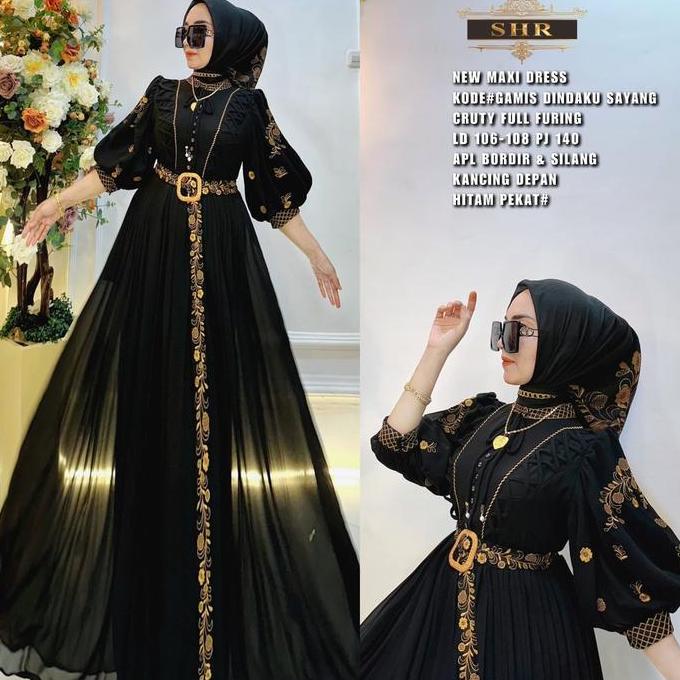 READY Gamis Dinda ORI 100% SHR Dress Muslim Bordir Mewah