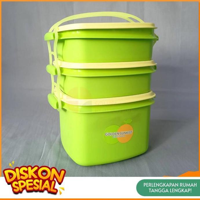 [Paling Popular] RPS 9007 BESAR Rantang Piknik Susun 3 / Rantang susun 3 Golden Sunkist RPS 9007
