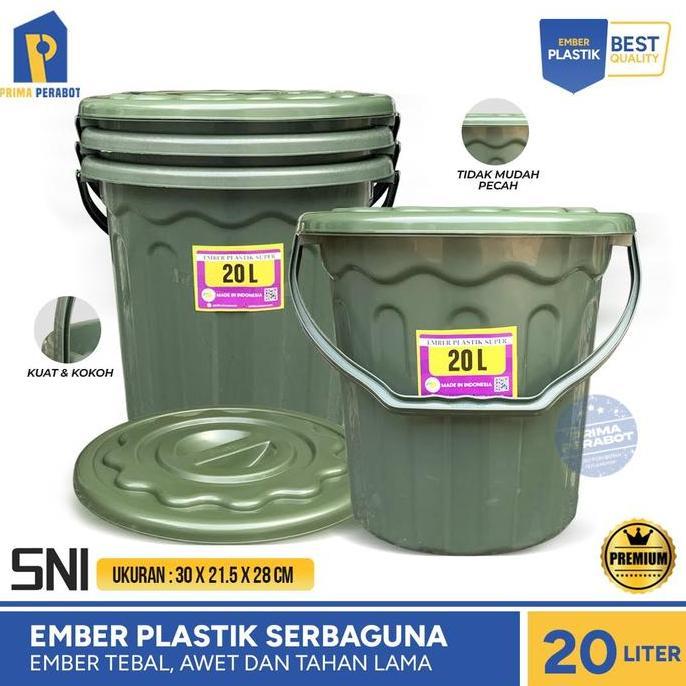 Ember Plastik 20 Liter Tutup Hijau Ember Serbaguna Tabitha