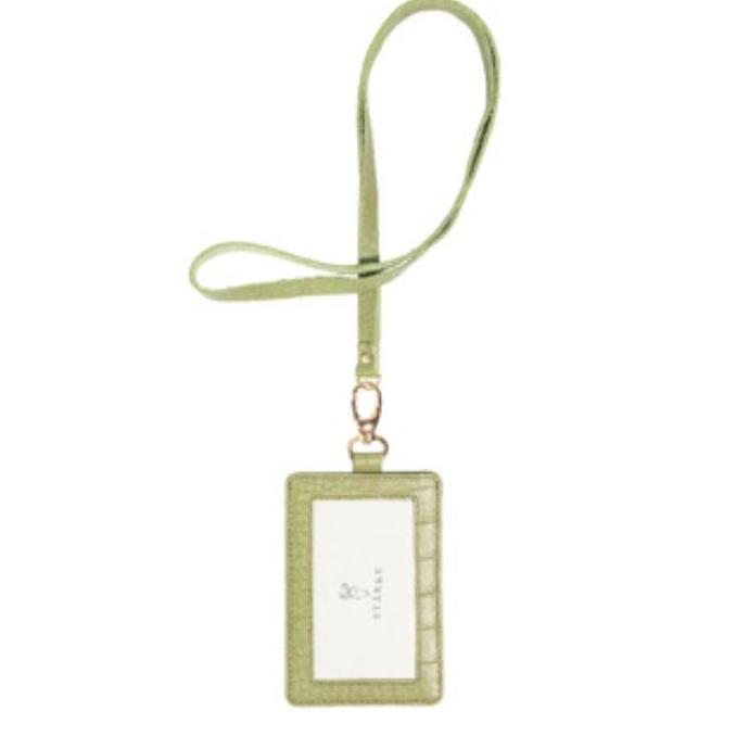 TERMURAH - Lanyard ID Card Vintage Holder Aesthetic Kulit Asli Starke Fury Chital Texture Croro Sage