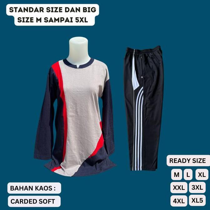 BSIZE 3XL 4XL 5XL SETELAN BAJU KAOS OLAHRAGA WANITA MUSLIMAH SETELAN BAJU OLAHRAGA GURU TUNIK WANITA
