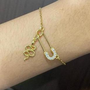 YS - Safety Pin-Medusa KALUNG/GELANG Titanium Anti Karat