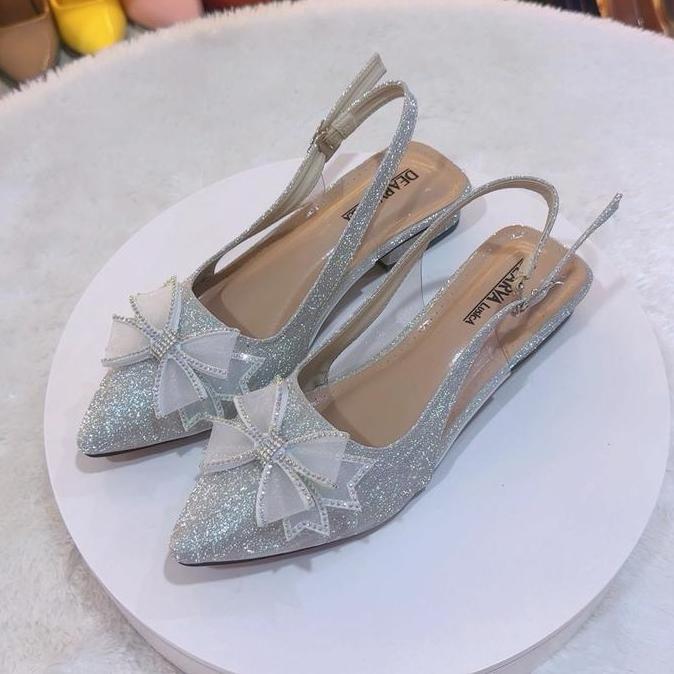 Awet Sepatu Wanita 03 Heels 2 Cm Louisdear Sepatu Wanita Pengantin Wanita Bahan Gliter Sepatu Pesta 