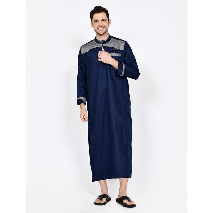 Jubah Gamis Pria Saudi Pakistan Kombinasi Dewasa Lengan Panjang Reseleting Katun Toyobo gamis  pria 