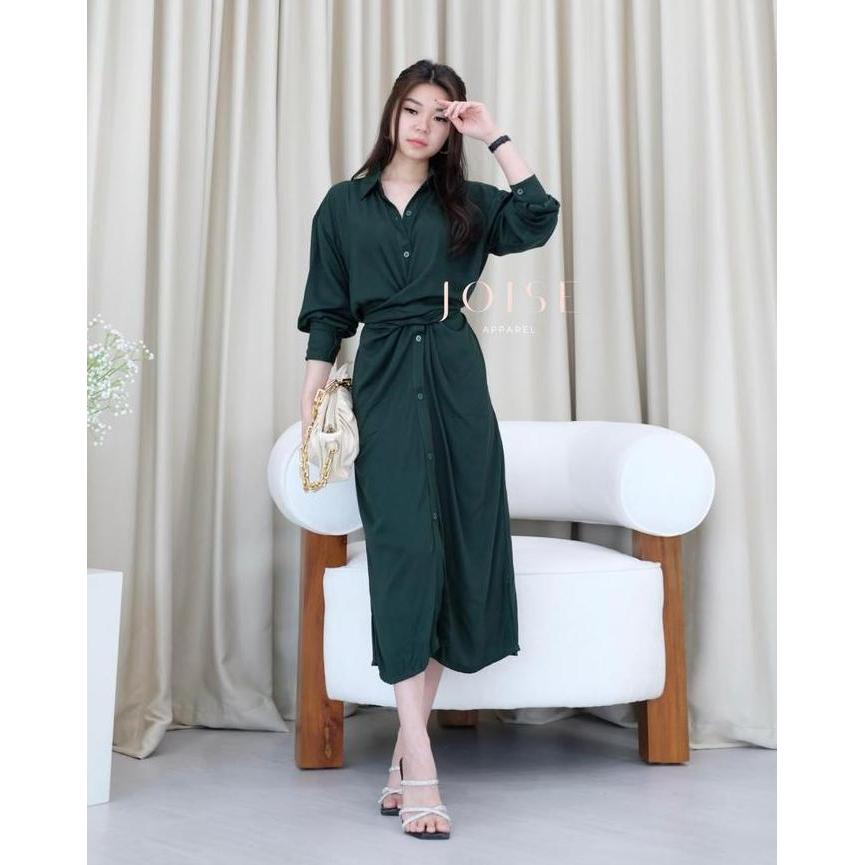 Mbgx- Joise - Aurelie Long Shirt Dress Wanita / Dress Tali Panjang / Gamis / Tunik Rayon Twill Casua