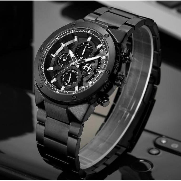 Evans Jayden Jam Tangan Pria EJ 9562 Rantai Stainless Steel Chronograph Kaca Sapphire Water Resistan