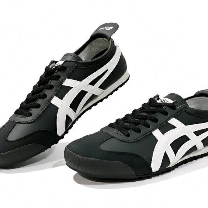 Gratong Asics Onitsuka Tokuten Skets Sneakers Fashion Streetwear Unisex Pria Wanita Hitam Putih