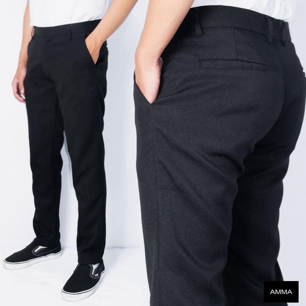 ORIGINAL CELANA BAHAN KAIN PANJANG FORMAL PRIA SLIM FIT HITAM