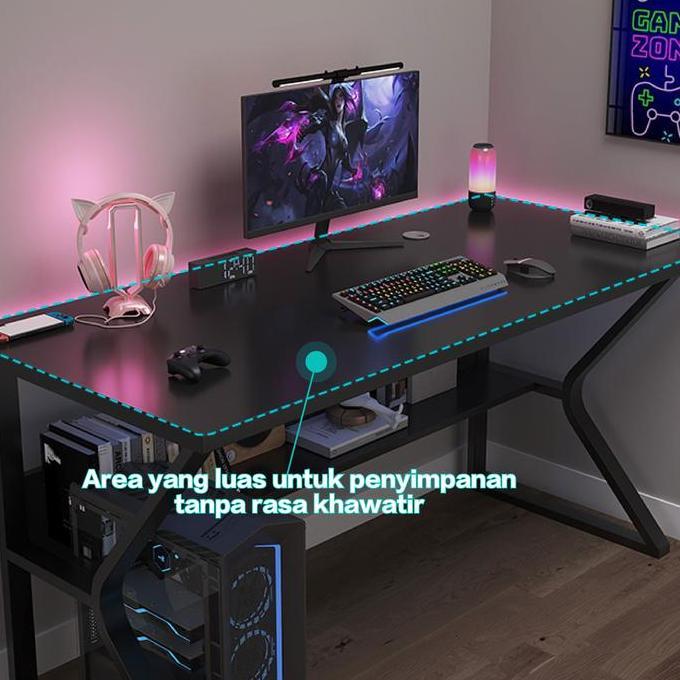 Etife Meja Komputer / Meja Gaming / meja komputer serat karbon/ Meja Komputer 140cm / Meja Komputer 