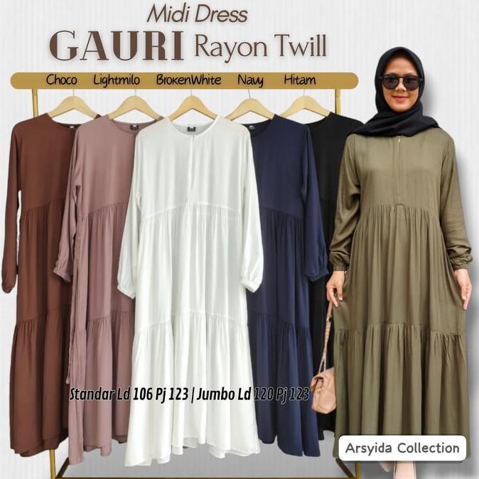 Midi Dress Rayon Twill Katun Polos Home Dress Muslim Nyaman terbaru Mewah Adem Halus