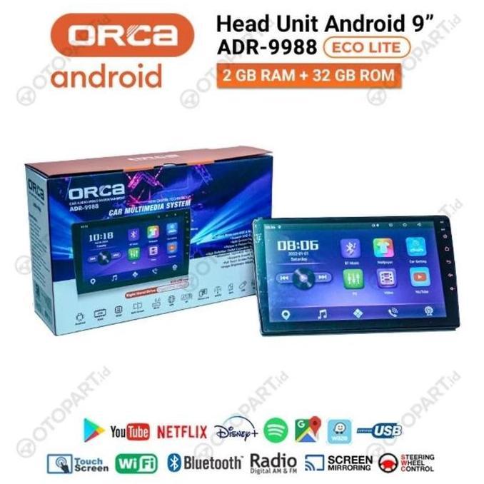 Head Unit Android Orca Adr 9988 9Inch Baru