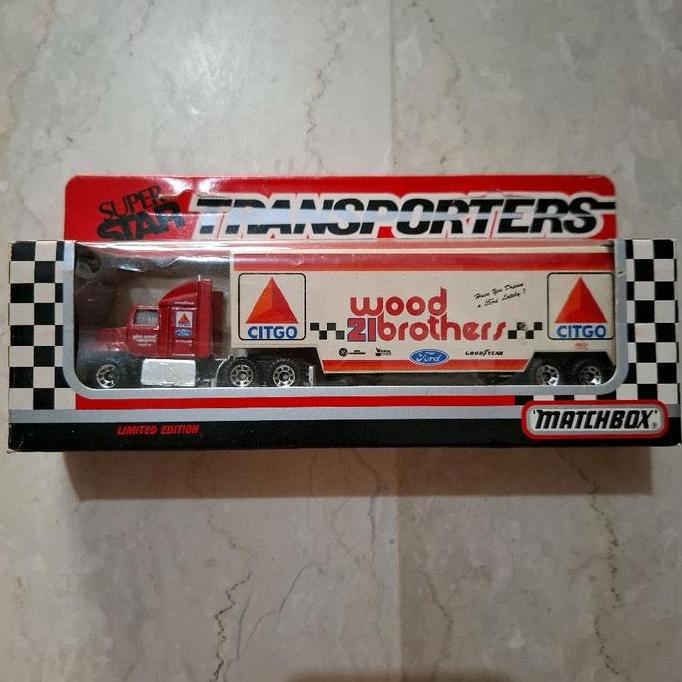 matchbox transporters ford aeromax low bed trailer  wood bro 1991