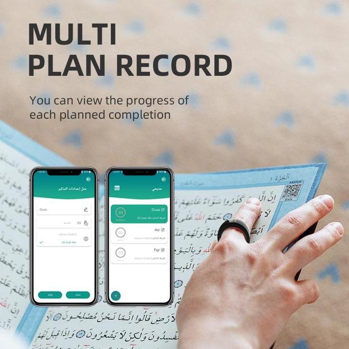 Cincin Dzikir Digital Equantu SQ668 Smart Tasbih Ring Stainless Steel, LCD Display, Alarm Getar, 10 