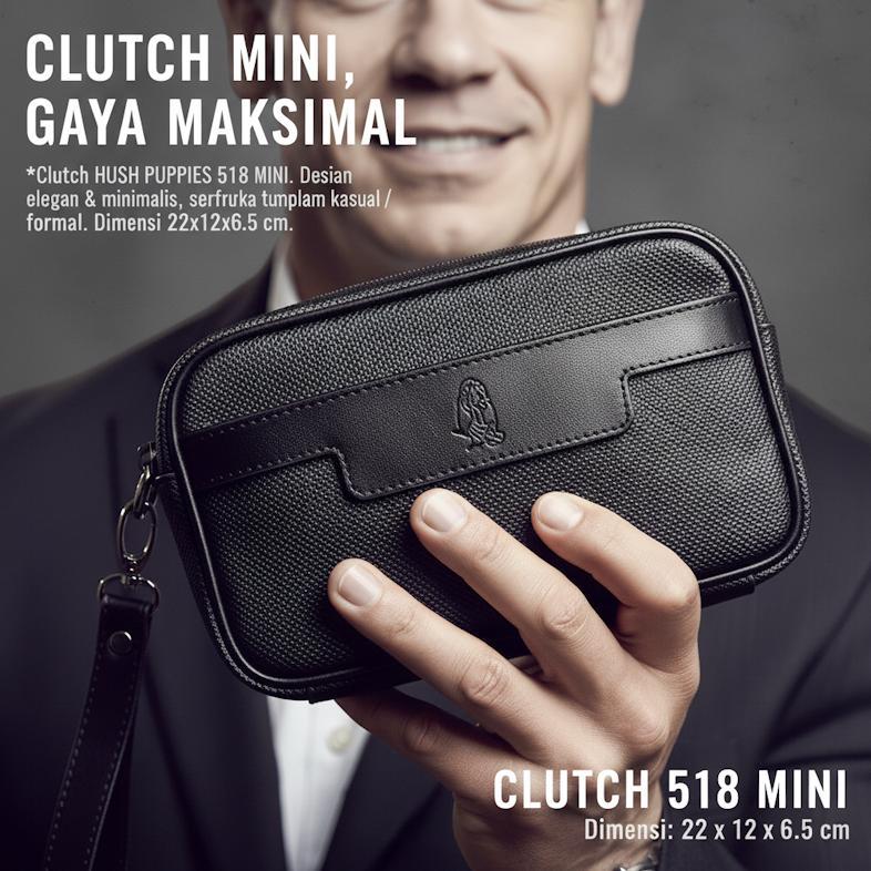 BESTPROMO TAS CLUTCH HUSH PUPPIES 518 MINI HITAM PREMIUM | HAND BAG PRIA WATERPROOF ELEGAN UNTUK HAR