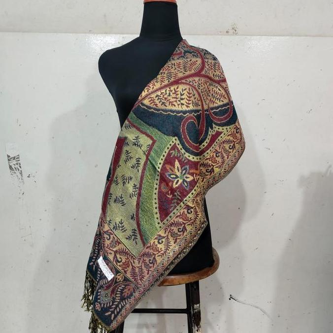Pashmina Syal Scarf Motif Batik Random Benang emas Selendang Shawl Best Quality