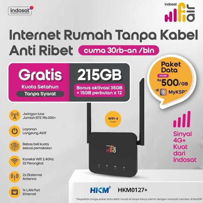 TERLARIS - Huawei Modem Hifi Air HKM 0127+ Indosat Ooredoo Hutchison Modem Wifi Router