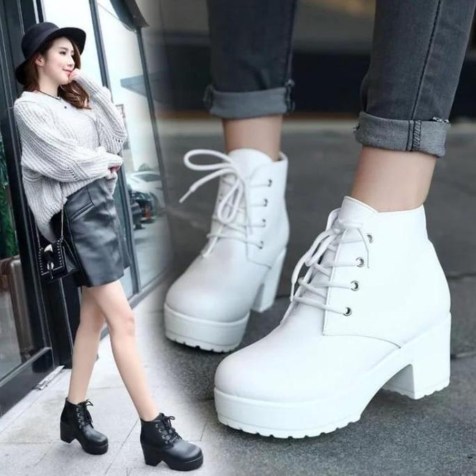 Saless Mivelshoes Sepatu Sneakers Boots Heels Wanita Hak 5Cm La02 Fashion Korea Pesta Formal Kondang