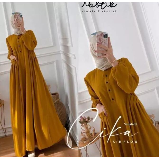 Gratis Ongkir R-Dafa Gamis Crinkle Airflow Premium Wanita Busui Kancing Depan-Gamis Murah Tapi Mewah