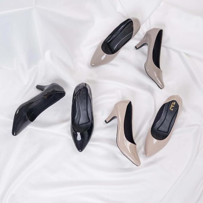 Gratong Jws - High Heels Pantofel Glossy Polos 5Cm Shoes