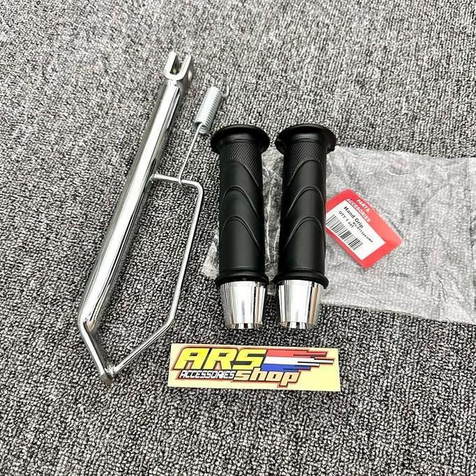 PAKET Standar samping chrome NTH + Grip Honda jalu stang chrome Honda Yamaha Mio Fino xeon revo supr