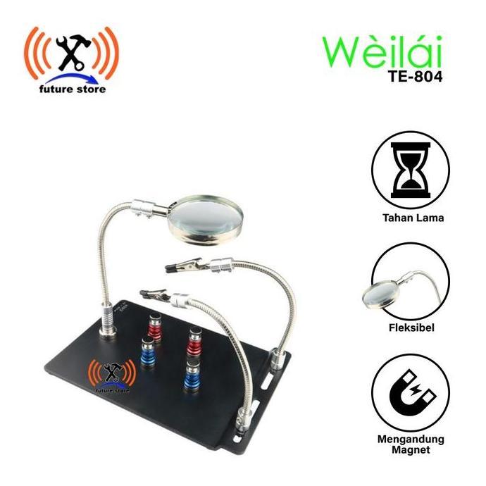 BEBAS ONGKIR - Weilai WL-804 Penjepit PCB Holder + Kaca Pembesar /Jepitan Magnet Ori