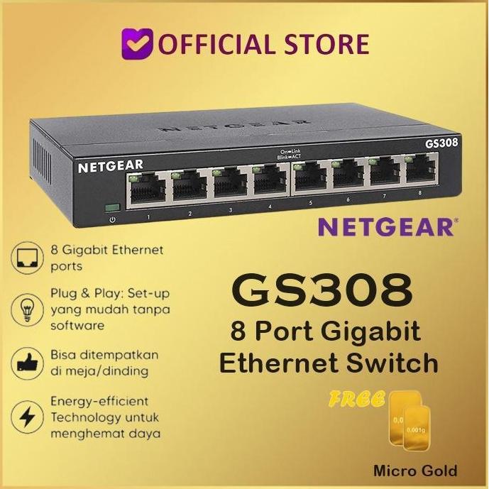 TERLARIS - NETGEAR GS308 ( 8 Port Gigabit Ethernet Switch )