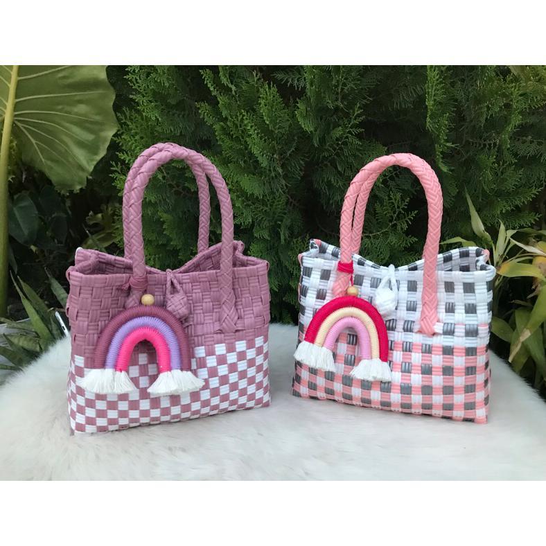 HOT DEALS TAS ANYAMAN PLASTIK TAS JALI PREMIUM MINI TOTE BAG ANYAMAN