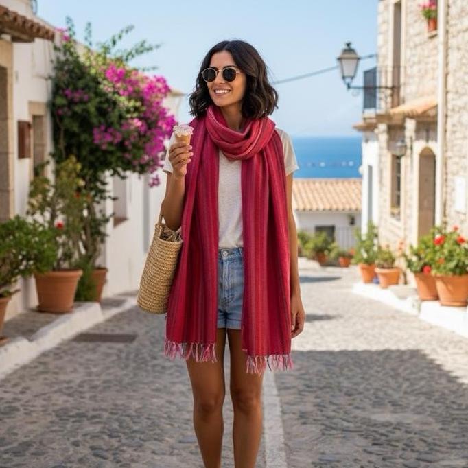 Scraft Winter Syal Tenun Lurik, Souvenir Gift Syal Garis, Hampers Scraft Tenun Indonesia, Grosir Sya