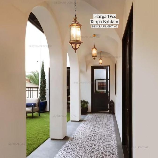 Lampu gantung gold hias kuningan klasik lampu teras ruang tamu dekor