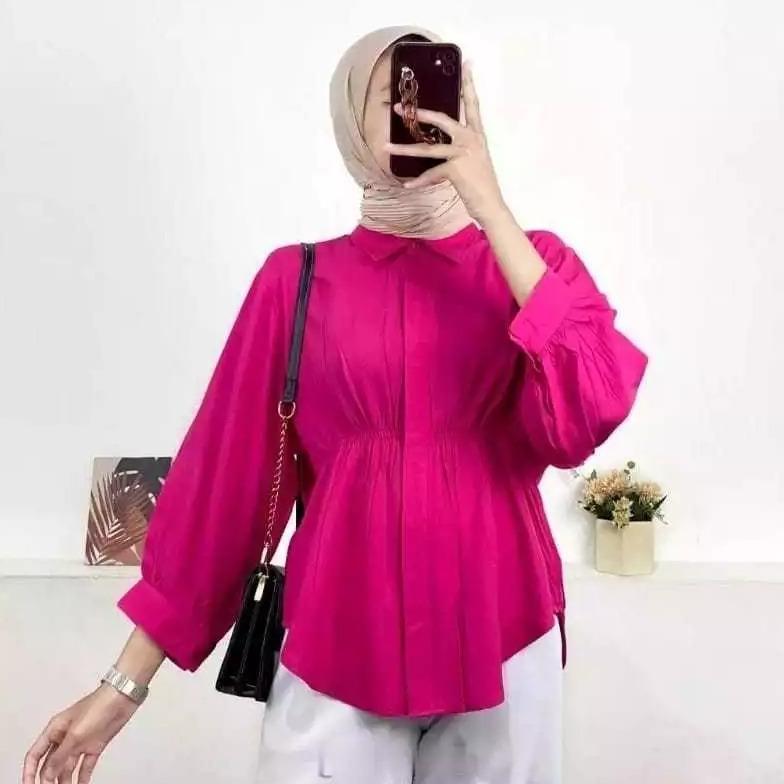 BIG PROMO AIKO SHIRT BLOUSE KEMEJA KERUT WANITA/ AIKO SHIRT BLOUSE/ BLOUSE WANITA KEKINIAN BAHAN KAT