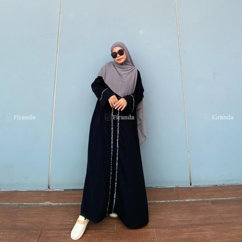 NEW PRODUCT Firanda Abaya Nazwa - Gamis Arab Hitam Wanita Dewasa Mewah Payet Basic Dress Umroh Lebar