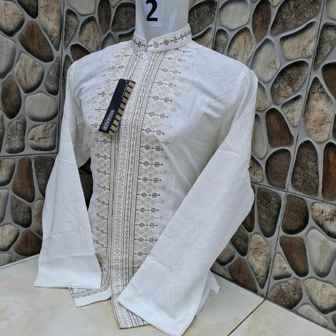 Baju Koko Hasgradinii Panjang Jaguar Premium dengan Motif Bordir Dada Timbul NS