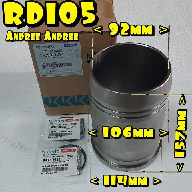 %%%%] RD110 Cylinder Liner with Oring - Foring Kubota RD-110 RD 110 Original