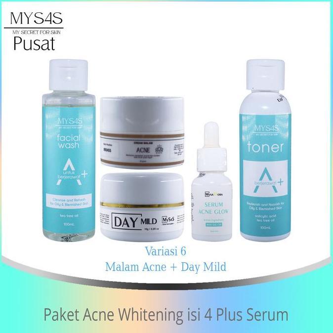 Murah Mysas Skincare Paket Acne Whitening Isi 4 Plus Serum Whitening Acne