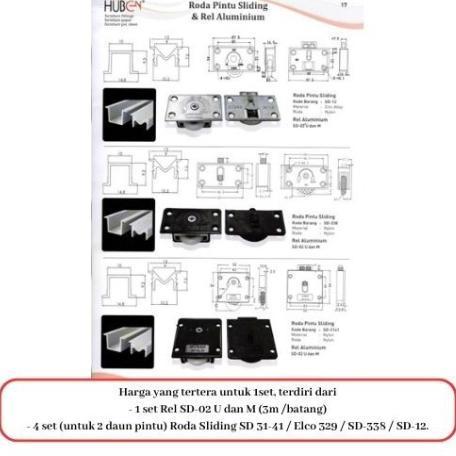 :<:<:<:<] PAKET Rel dan Roda Pintu Lemari Sliding ELCO 329 FULL