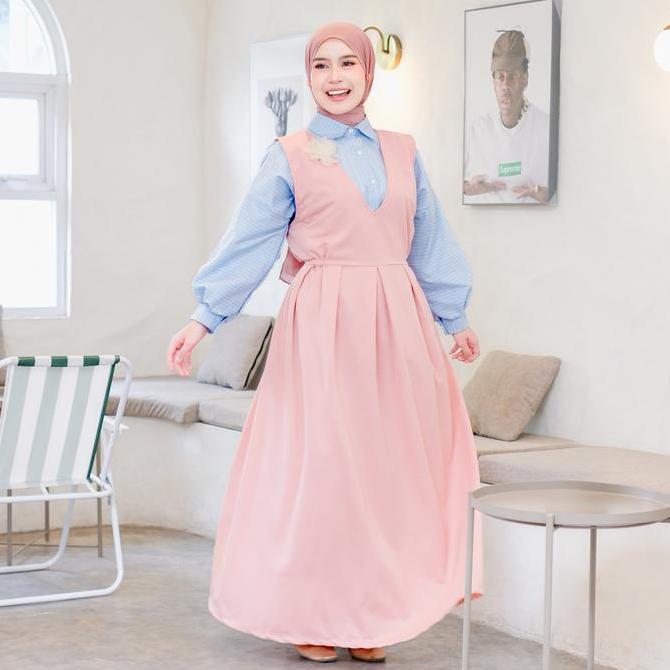 Mybamus X D3Kembar Dini Overall Dress Jumpsuit Rok Baju Gamis Original