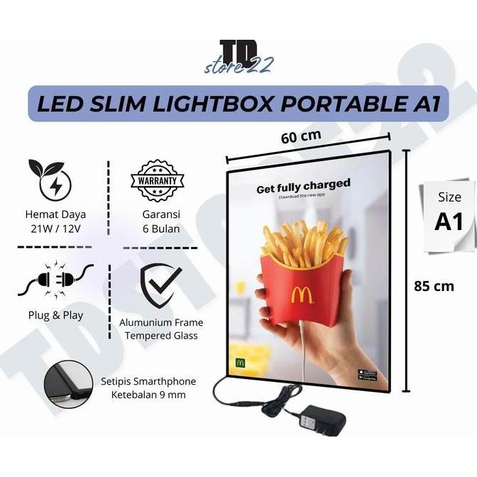Slim Light Box LED A1 - Lampu Display Frame Poster Neon Box LED untuk Iklan Elegan Lampu Iklan Neon 