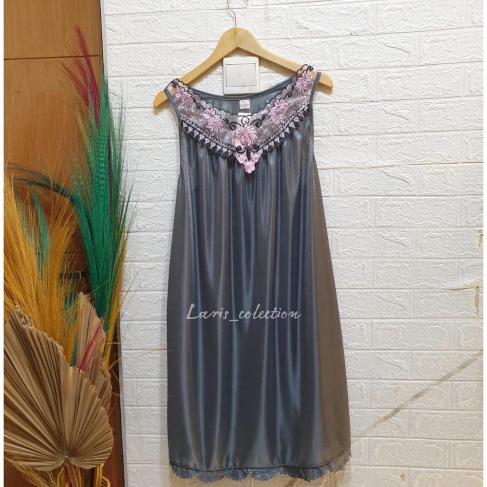 EXCLUSIVE Laris - lingerie satin baju tidur sexy jumbo/motif renda bunga pink/ lingerie import KEKIN