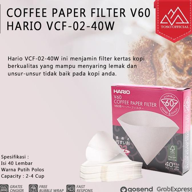 Filter Paper Hario V60 Size 02, Coffee Paper Filter Saringan Kertas