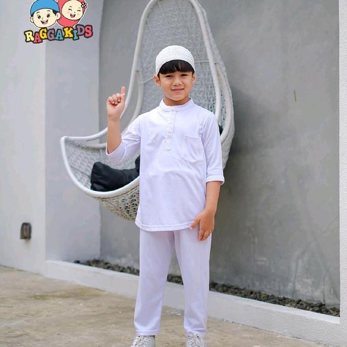 Koko anak putih set celana Raggakids | Baju Koko kurta anak set celana Raggakids