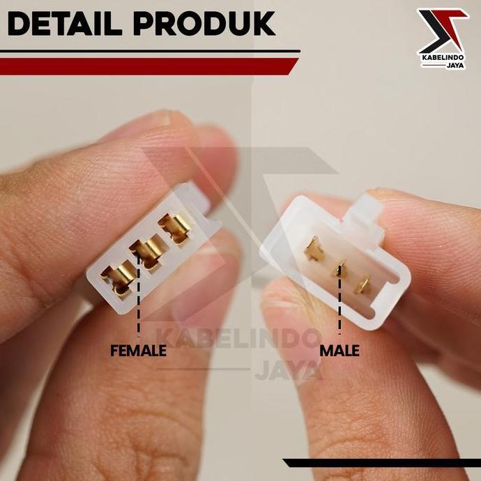 Soket Sambung 3 Pin Kecil / Mini Socket Kabel Konektor Mobil Motor (1Set)