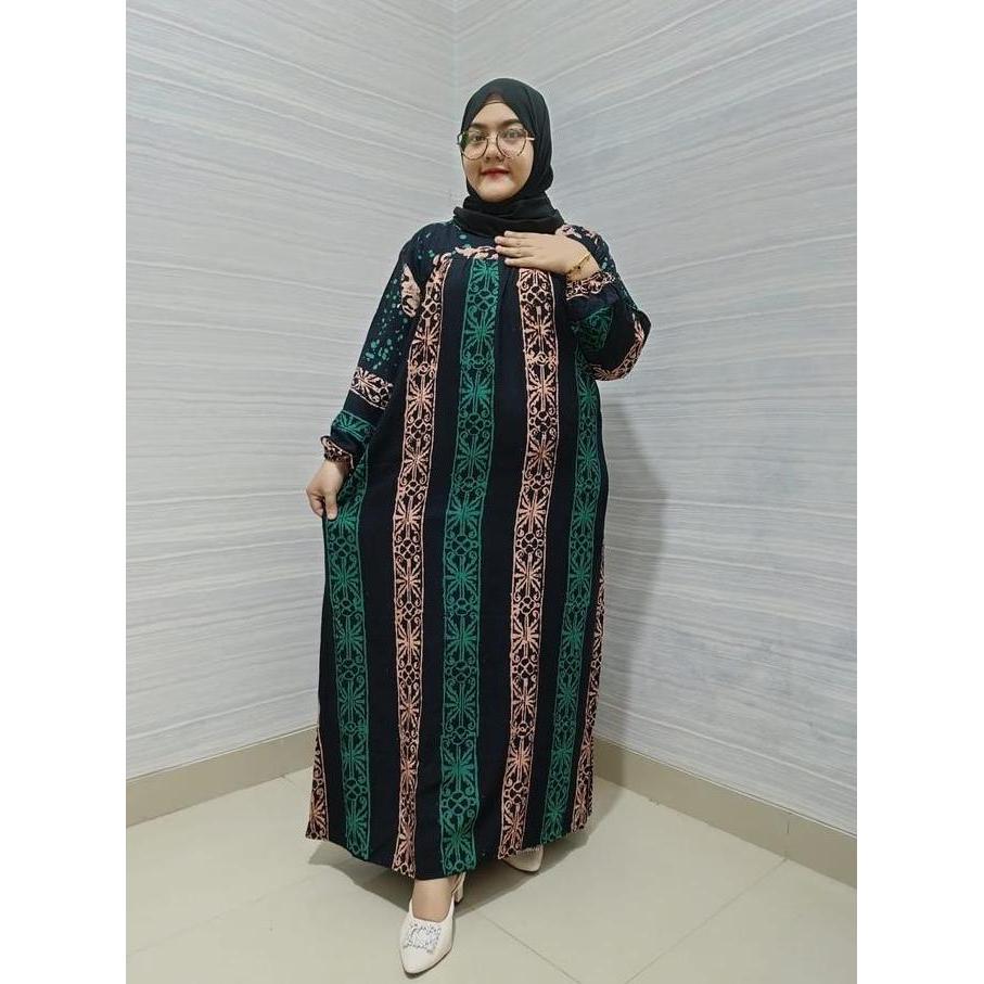 GAMIS BATIK MOTIF QONITA LD 120 PB 135 Muslim Wanita Syari Dress Dewasa Rayon Best Seller