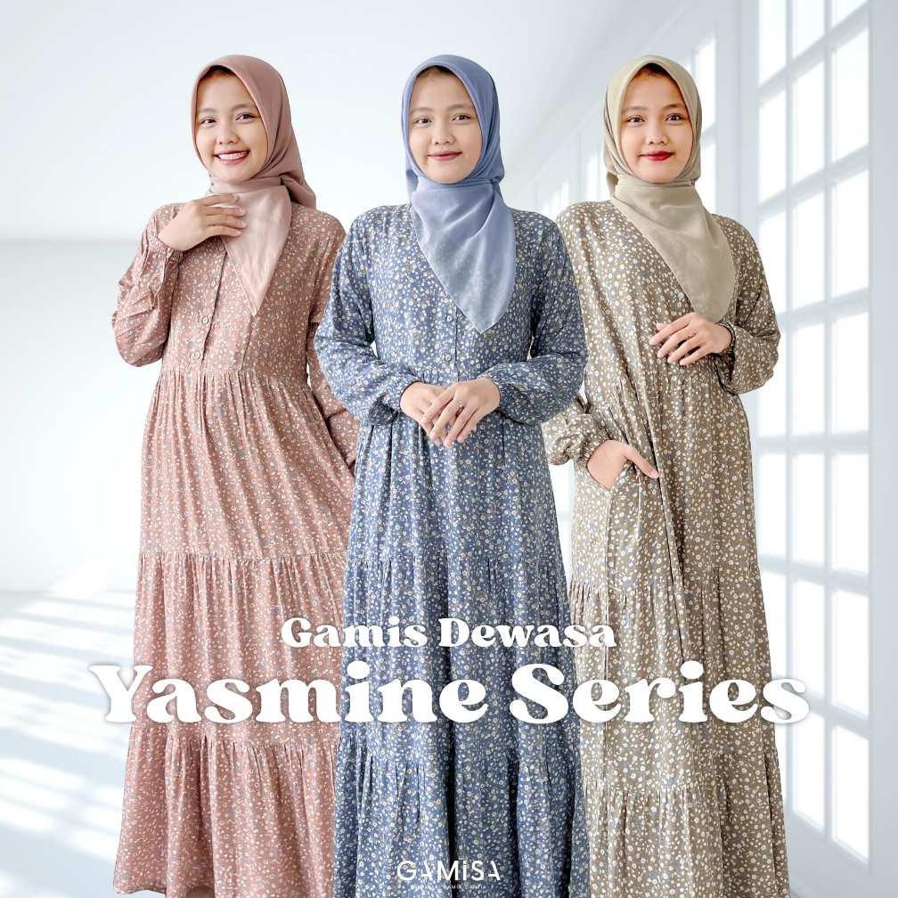 Gamis Dewasa Motif Yasmine Series By Gamisa.Id - Bahan Rayon Viscose Gamis Adem Nyaman Bisa COD