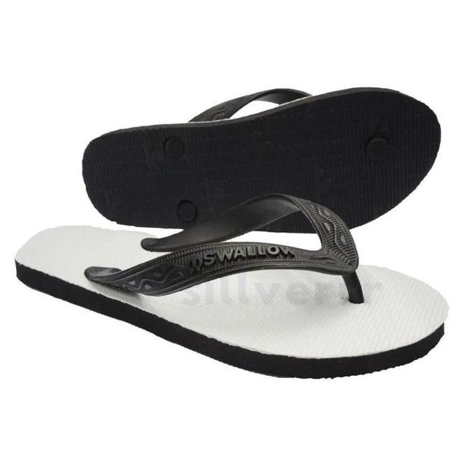 DB137 - Sandal Swallow Putih Hitam Original Pria wanita Sendal Karet